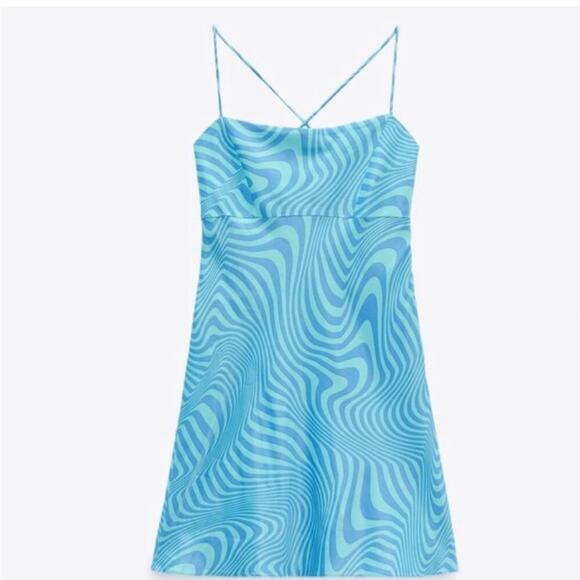 Zara Elegant Blue Women's Dress NWOT Size Small - Picture 4 of 7